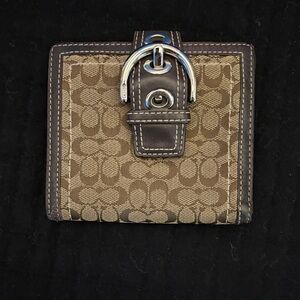 Brown Patterned Wallet with Silver Buckle